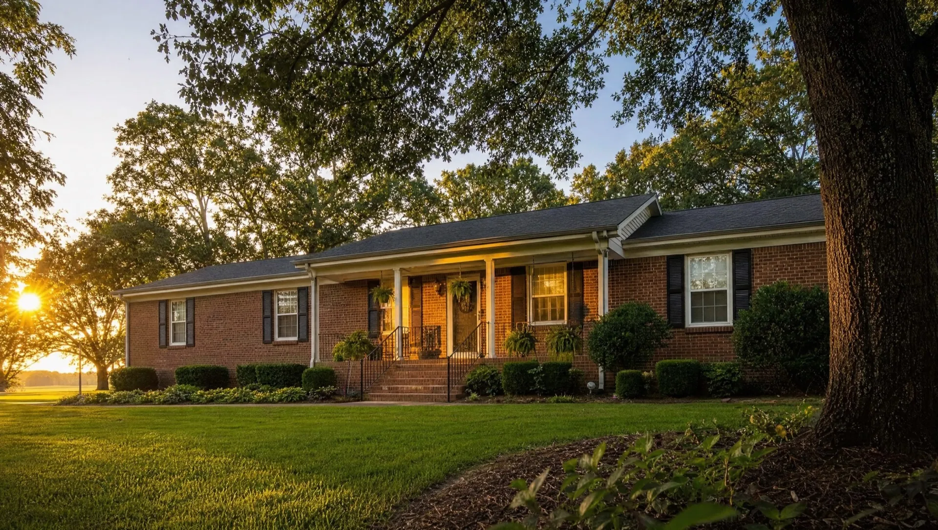 A well-kept brick ranch home in West Georgia, the kind FoundationRX inspects and repairs