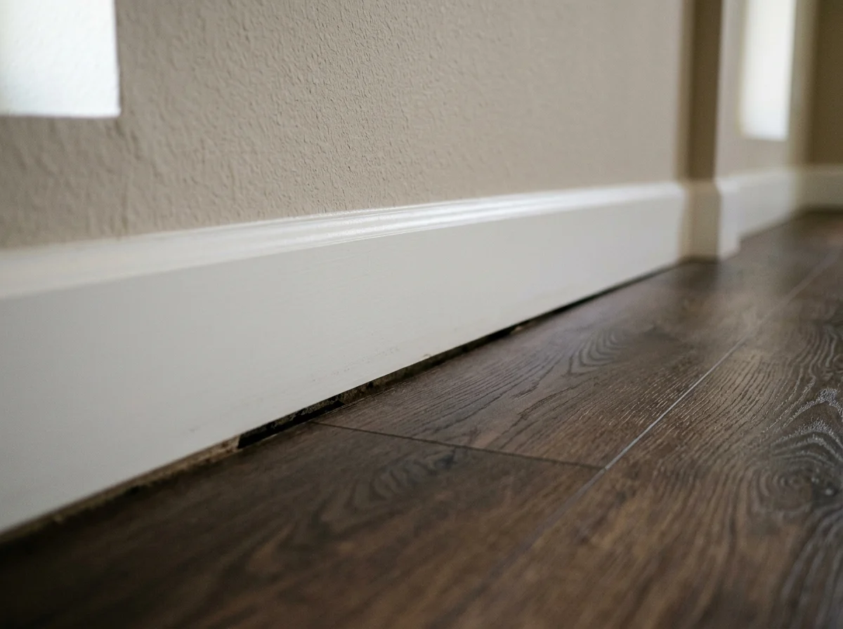 Visible gap between the bottom of a baseboard and the floor